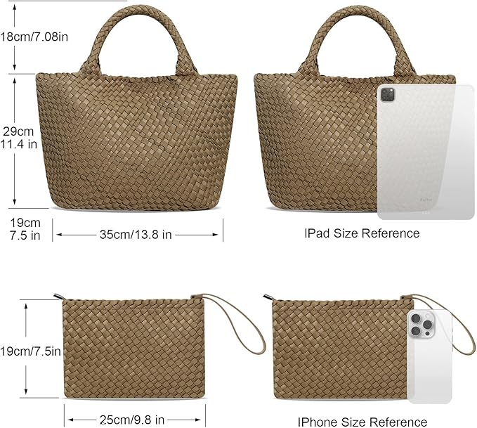 DSGUTWO Large Woven Purse for Women, Neoprene Top-handle